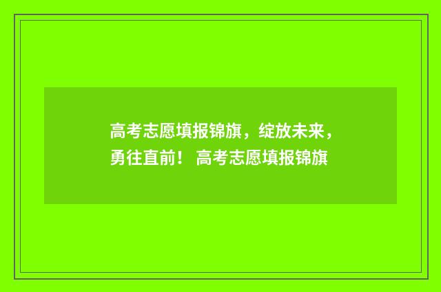 高考志愿填报锦旗，绽放未来，勇往直前！ 高考志愿填报锦旗