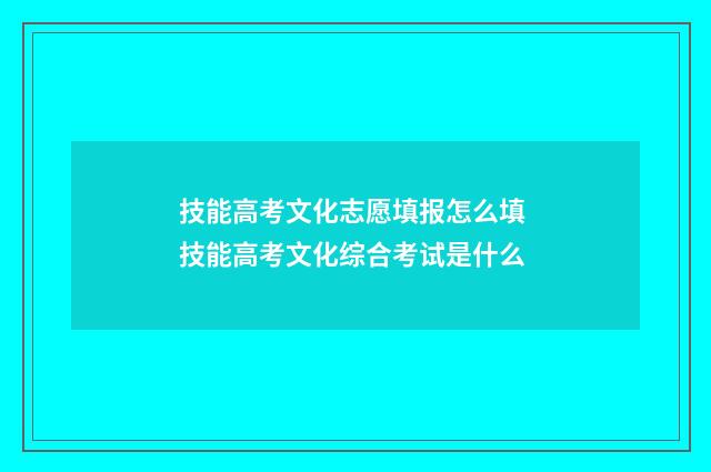 技能高考文化志愿填报怎么填 技能高考文化综合考试是什么
