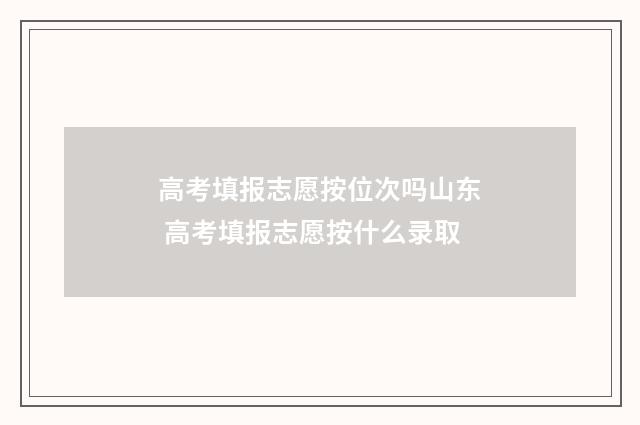 高考填报志愿按位次吗山东 高考填报志愿按什么录取