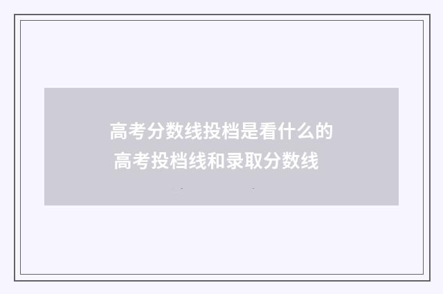 高考分数线投档是看什么的 高考投档线和录取分数线