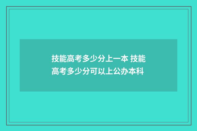 技能高考多少分上一本 技能高考多少分可以上公办本科