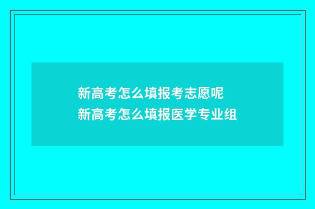 新高考怎么填报考志愿呢 新高考怎么填报医学专业组