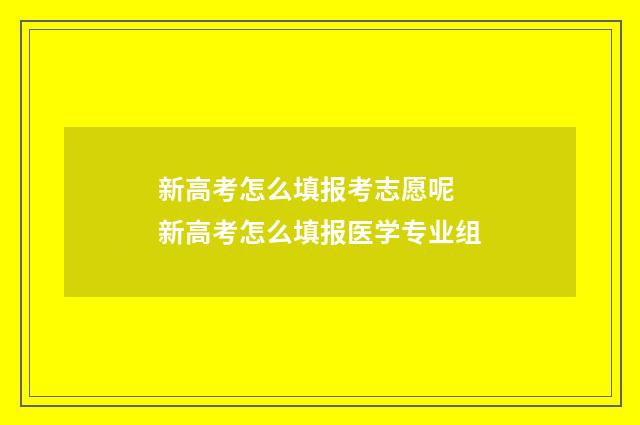 新高考怎么填报考志愿呢 新高考怎么填报医学专业组