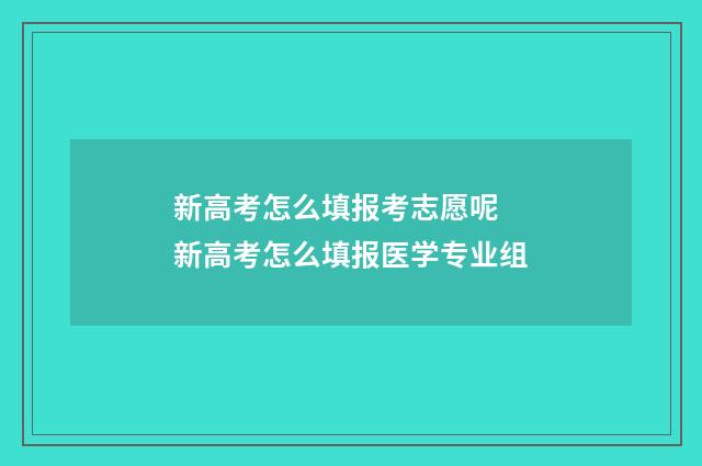 新高考怎么填报考志愿呢 新高考怎么填报医学专业组