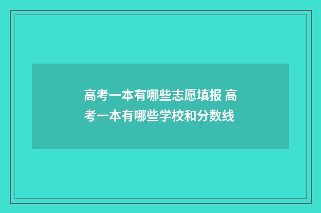 高考一本有哪些志愿填报 高考一本有哪些学校和分数线
