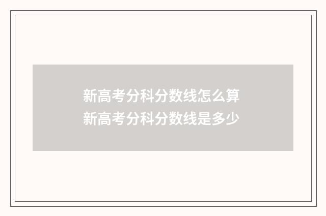 新高考分科分数线怎么算 新高考分科分数线是多少