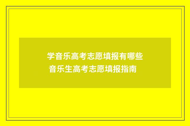 学音乐高考志愿填报有哪些 音乐生高考志愿填报指南