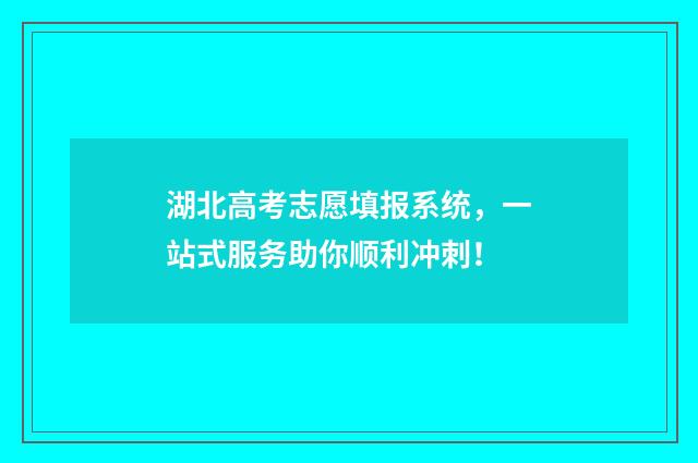 湖北高考志愿填报系统，一站式服务助你顺利冲刺！