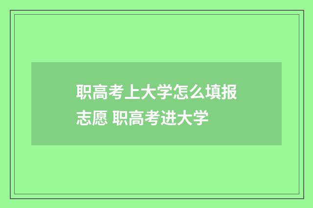 职高考上大学怎么填报志愿 职高考进大学