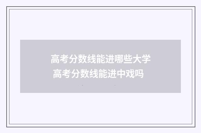 高考分数线能进哪些大学 高考分数线能进中戏吗