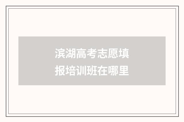滨湖高考志愿填报培训班在哪里