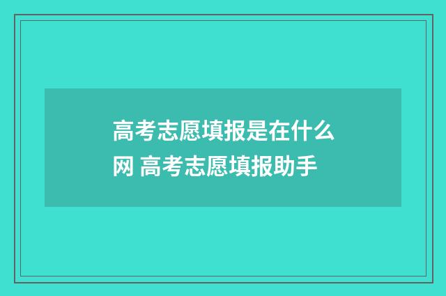 高考志愿填报是在什么网 高考志愿填报助手