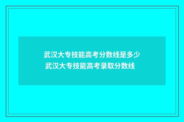 武汉大专技能高考分数线是多少 武汉大专技能高考录取分数线