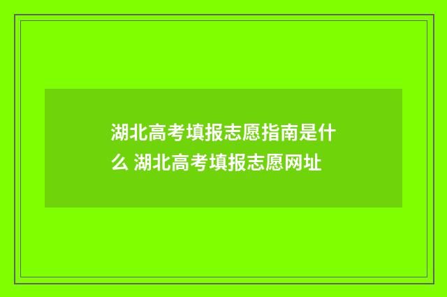 湖北高考填报志愿指南是什么 湖北高考填报志愿网址