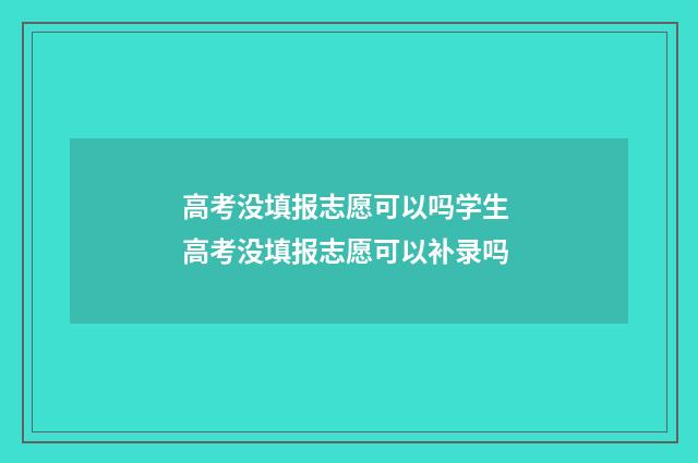 高考没填报志愿可以吗学生 高考没填报志愿可以补录吗