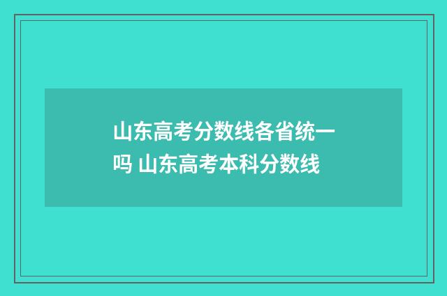 山东高考分数线各省统一吗 山东高考本科分数线
