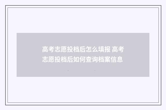高考志愿投档后怎么填报 高考志愿投档后如何查询档案信息
