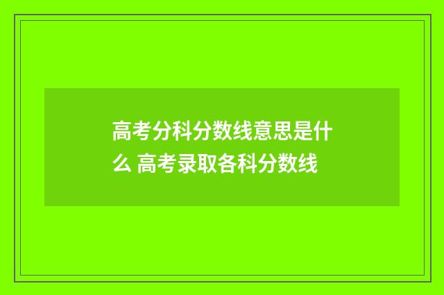 高考分科分数线意思是什么 高考录取各科分数线