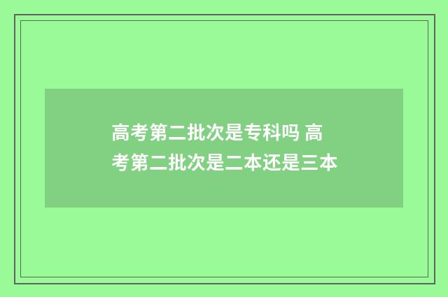 高考第二批次是专科吗 高考第二批次是二本还是三本