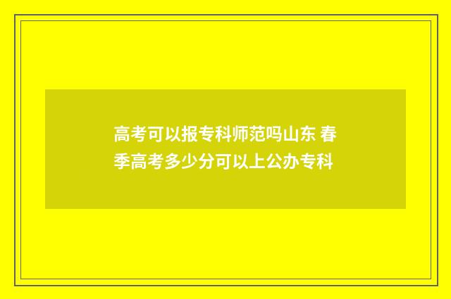 高考可以报专科师范吗山东 春季高考多少分可以上公办专科