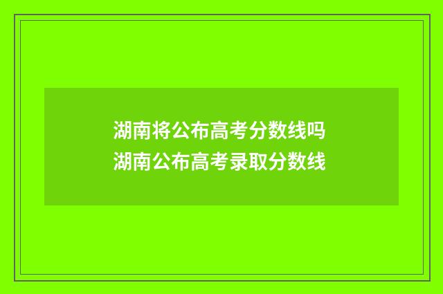 湖南将公布高考分数线吗 湖南公布高考录取分数线