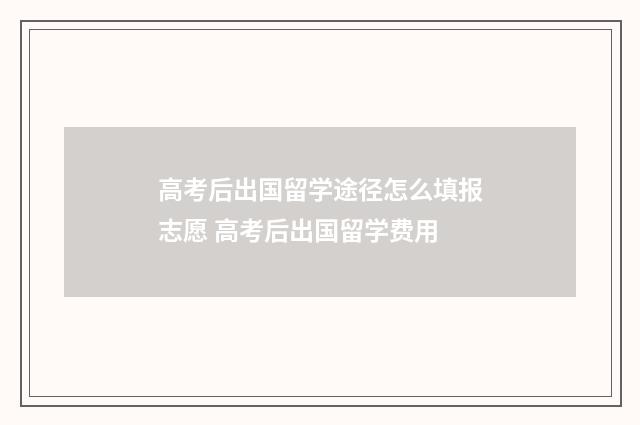 高考后出国留学途径怎么填报志愿 高考后出国留学费用