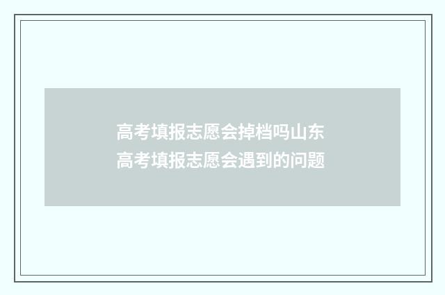 高考填报志愿会掉档吗山东 高考填报志愿会遇到的问题