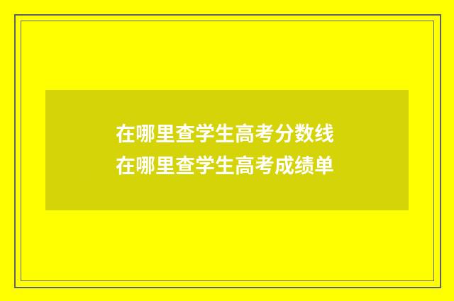 在哪里查学生高考分数线 在哪里查学生高考成绩单