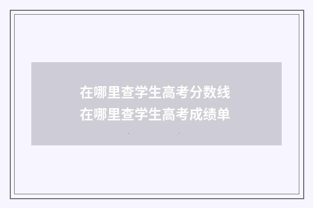 在哪里查学生高考分数线 在哪里查学生高考成绩单
