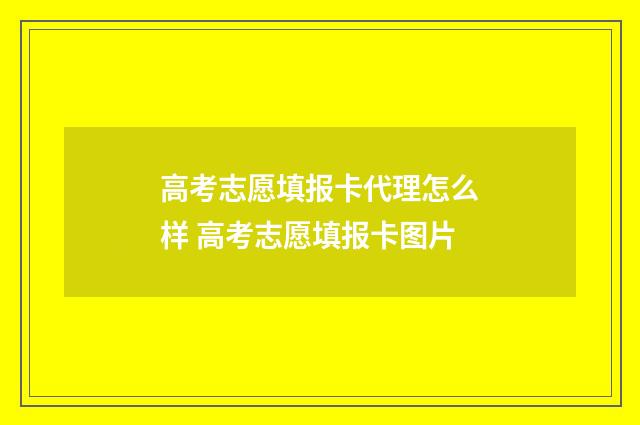 高考志愿填报卡代理怎么样 高考志愿填报卡图片