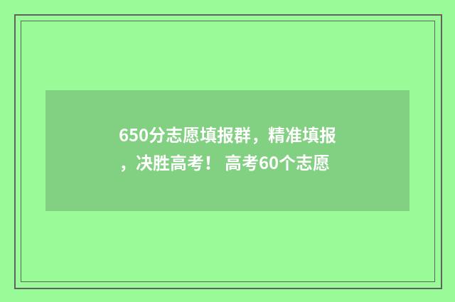 650分志愿填报群，精准填报，决胜高考！ 高考60个志愿
