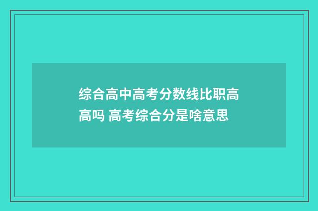 综合高中高考分数线比职高高吗 高考综合分是啥意思