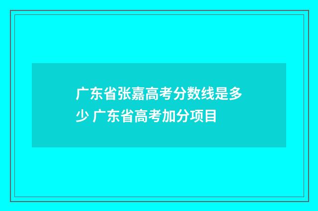 广东省张嘉高考分数线是多少 广东省高考加分项目