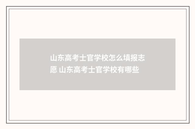 山东高考士官学校怎么填报志愿 山东高考士官学校有哪些