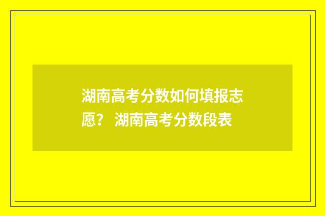 湖南高考分数如何填报志愿？ 湖南高考分数段表