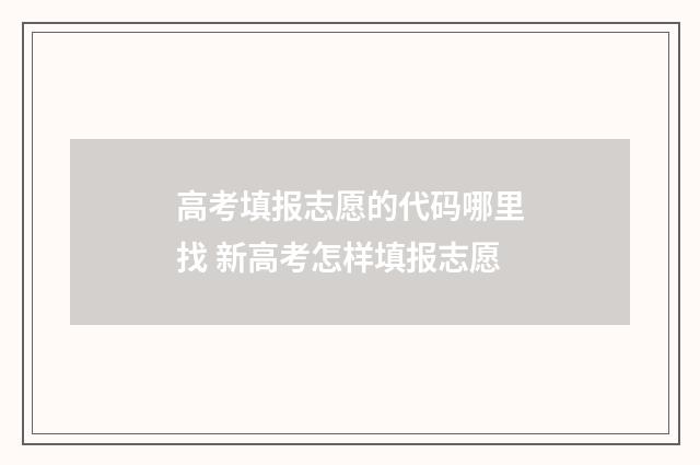 高考填报志愿的代码哪里找 新高考怎样填报志愿