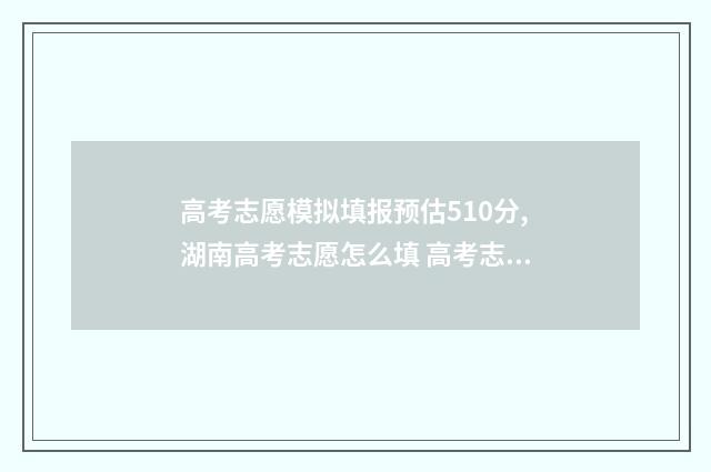高考志愿模拟填报预估510分,湖南高考志愿怎么填 高考志愿模拟填报怎么填报的