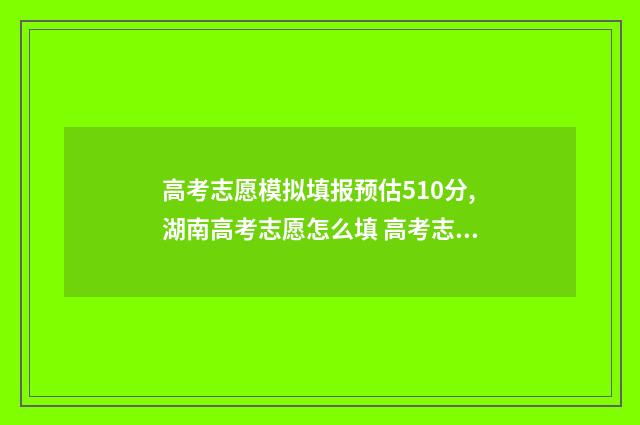 高考志愿模拟填报预估510分,湖南高考志愿怎么填 高考志愿模拟填报怎么填报的