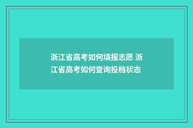 浙江省高考如何填报志愿 浙江省高考如何查询投档状态