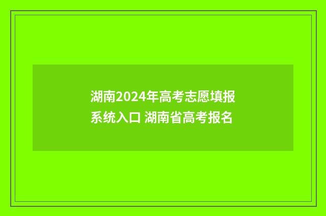 湖南2024年高考志愿填报系统入口 湖南省高考报名