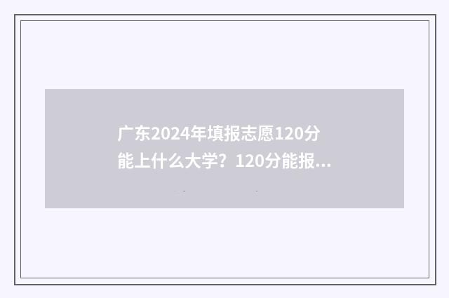 广东2024年填报志愿120分能上什么大学？120分能报哪些专业？ 广东2024年填报志愿演示