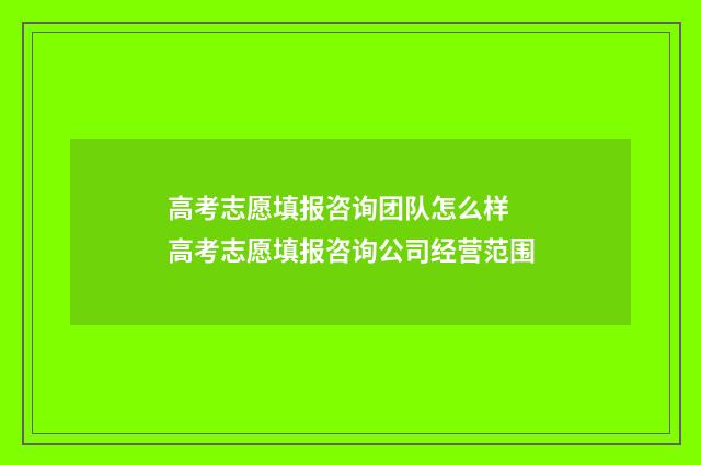 高考志愿填报咨询团队怎么样 高考志愿填报咨询公司经营范围