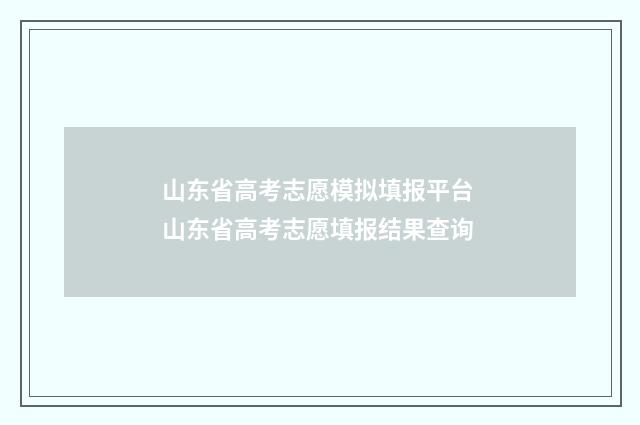 山东省高考志愿模拟填报平台 山东省高考志愿填报结果查询