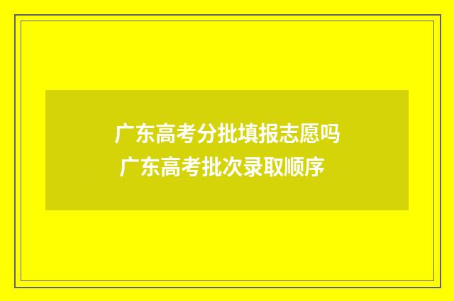 广东高考分批填报志愿吗 广东高考批次录取顺序