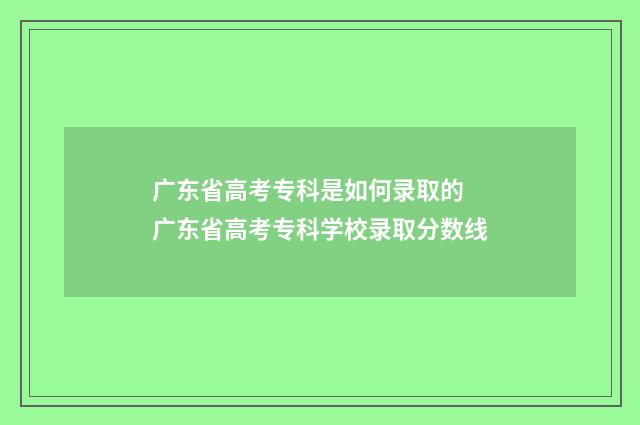 广东省高考专科是如何录取的 广东省高考专科学校录取分数线
