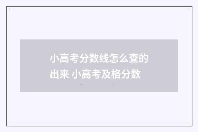 小高考分数线怎么查的出来 小高考及格分数
