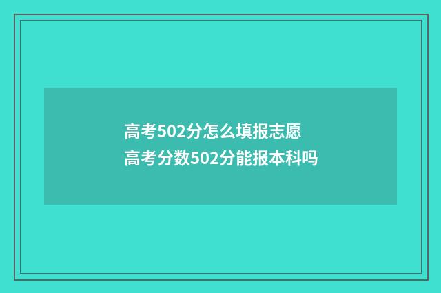 高考502分怎么填报志愿 高考分数502分能报本科吗