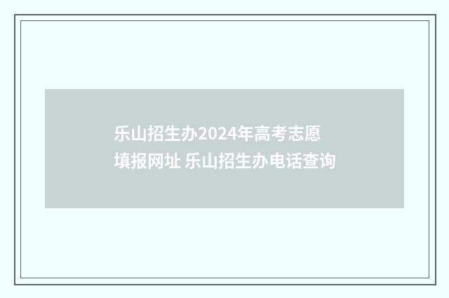 乐山招生办2024年高考志愿填报网址 乐山招生办电话查询