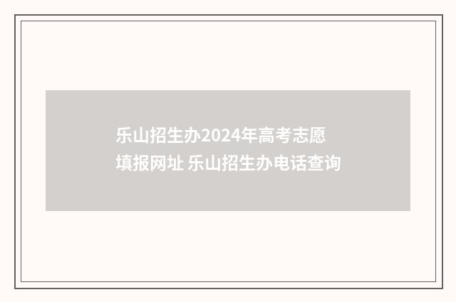 乐山招生办2024年高考志愿填报网址 乐山招生办电话查询
