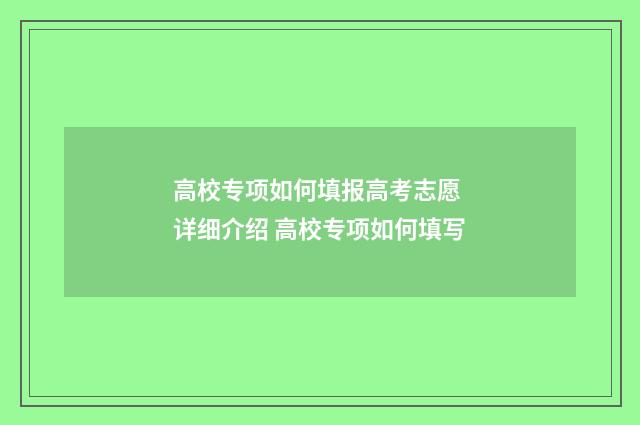 高校专项如何填报高考志愿 详细介绍 高校专项如何填写